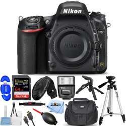 NIKON D750 Dslr Camera (Body Only, Black) 1543 + 64GB + Flash + Tripod Bundle