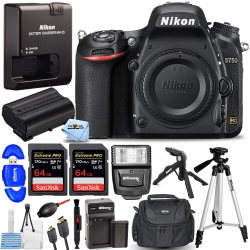 NIKON D750 Dslr Camera (Body Only, Black) 1543 + 128GB + Ext Bat + Flash Bundle