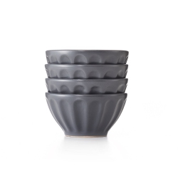 POTTER'S CORNER - 4 Piece Set - Ceramic Appetizer Bowls (Storm Gray)