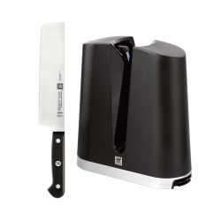 ZWILLING 2 Piece V-Edge Sharpener And Gourmet Nakiri Set In Black