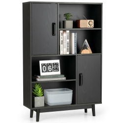 GYMAX Sideboard Storage Cabinet Bookshelf Cupboard W/door Shelf Black / / Espresso In White