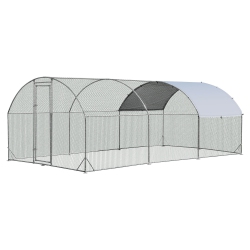 GYMAX Large Metal Chicken Coop Outdoor Galvanized Dome Cage W/ Cover 9 Ft X 19 Ft