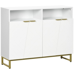 HOMCOM Buffet Cabinet, Accent Storage Cabinet, Kitchen Sideboard With 4 Doors, Adjustable Interior Shelves, Metal Base In White