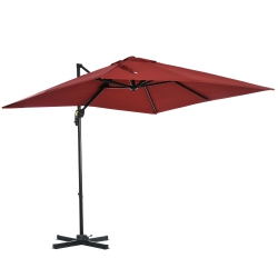 OUTSUNNY 8' X 8' Square Patio Hanging Offset Umbrella \w 360° Rotation, Aluminum Outdoor Cantilever Parasol \w Crank & Tilt, Sun Canopy Shelter \w