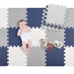 LIVINGBASICS 18PCs Puzzle Baby Playmat, Eva Foam Play Mat Crawl Floor Mat, Assembled Size 71.46" X 31.42