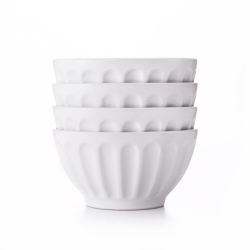 POTTER'S CORNER - 4 Piece Set - 20 OZ Ceramic All Purpose Bowls (Snow White)