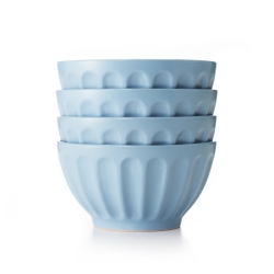 POTTER'S CORNER - 4 Piece Set - 20 OZ Ceramic All Purpose Bowls (Capri Blue)