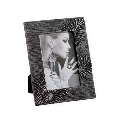 ELEGANCE Photo Frame /silver Leaf Design 4X6" In Black