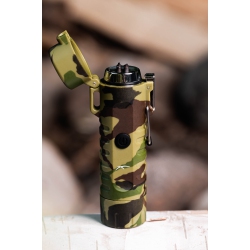 SIZZLE LIGHTERS Survival USB Rechargeable Plasma Arc Lighter Waterproof Led Flashlight Electric Windproof Outdoor Camping Hiking Compact Wearable