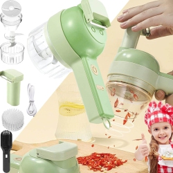 4 in 1 Handheld Electric Vegetable Cutter Set, Electric Vegetable Chopper Cutter Set Food Processor Wireless Garlic Crusher for Ginger Peppers Onions Chili Chopper
