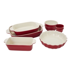 HENCKELS Ceramic 8 Piece Bakeware Set, Cherry