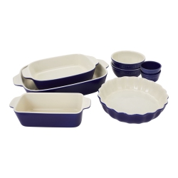 HENCKELS Ceramic 8 Piece Bakeware Set, Dark-Blue