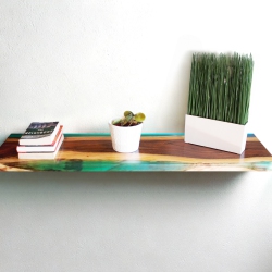 ANTHRODESK Small Epoxy Resin River Table Top/shelf 48" X 12