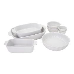 HENCKELS Ceramic 8 Piece Bakeware Set In White