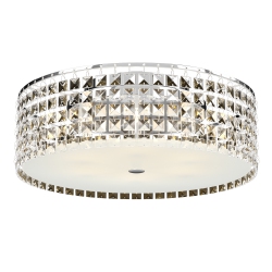 BAZZ 16-Inch Led Chrome And Glass Flush Mount Ceiling Light Fixture