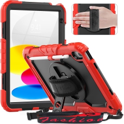 DOLAER T Ipad 10Th Generation Case 10.9 Inch 2022 Ipad Shockproof Drop Protection Case \w Screen Protector 360 Rotate Kickstand Hand/ Shoulder Strap