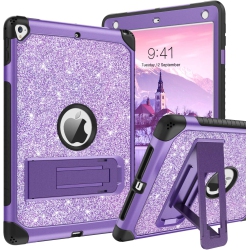 DOLAER Ipad Air 2 Case, Ipad 9.7 Case 2017/2018, Ipad 6Th/5Th Generation Case, D Glitter Bling 3 In 1 Heavy Duty Rugged Case \w Kickstand Shockproof
