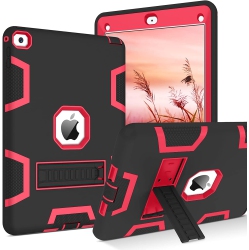 DOLAER B Ipad Air 2 Case, Ipad Case Air 2, Three Layer Heavy Duty Hybrid Hard PC Soft Silicone Bumper Rugged Shockproof Kickstand Full Body