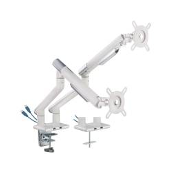 ERGOLOOP Dual Monitor Mount \w USB Ports: Vesa Compatible Full Motion \w All Adjustments Quick Release Plate & Rotation Stop And Built In Cable