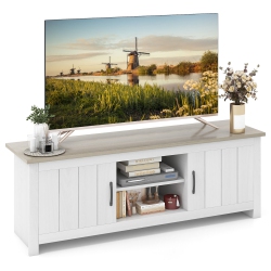 GYMAX Farmhouse Tv Stand for Tvs Up to 65" Media Console Center W/ Doors Cubbies