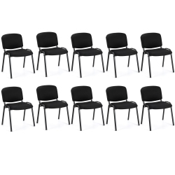 GYMAX Set Of 10 Stackable Mid Back Conference Guest Reception Chair Office Home