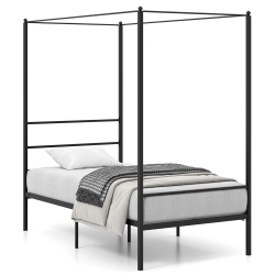 GYMAX Twin/full/queen Metal Canopy Platform Bed Frame Mattress Foundation W/ Slat Support