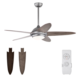 TOPBUY 52" Ceiling Fan With Light And Remote Control Indoor Modern Ceiling Fan With Quiet Reversible Etl Motor Black/silver/white