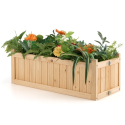 TOPBUY Fir Wood Raised Garden Bed Outdoor Elevated Planter W/drainage Hole Folding Square Planter Box 27.5" X 12" X 8.5