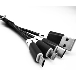 SUPERSHIELD 3In1 Multi USB Charging Cable Short Travel Size 6” Keychain Cord for Android Iphone