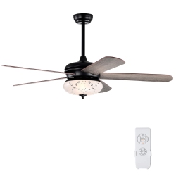 GYMAX 52" Retro Ceiling Fan W/ Remote Control 3 Wind Speeds & 5 Reversible Blades