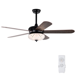 GYMAX 52" Retro Ceiling Fan W/ Remote Control 3 Wind Speeds & 5 Reversible Blades