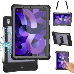 DOLAER Ipad Air 5/4 Protective Case, Waterproof Shockproof Snow Proof Dirt Proof Heavy Duty Rugged Case \w Pencil Holder Kickstand Keyboard Interface