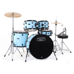MAPEX Tornado 5-Piece Drum Kit (22, 10, 12, 16, Sd) With Cymbals And Hardware - Hawaii In Blue