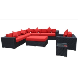 WD PATIO Bellagio Outdoor Patio Set - Wicker/aluminum - In Red