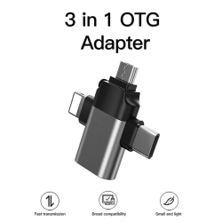 CSMART 3 In 1 Multi Function Otg Hub USB 3.0 Adapter With Type USB C Lightning Micro USB for Iphone Ipad Android Windows PC