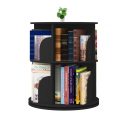 MSW FURNITURE 2 Tier 360° Rotating Stackable Shelves Bookshelf Organizer (Black)