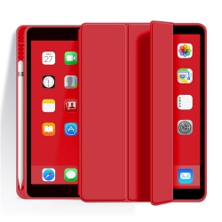 CC Topsave Ipad Pro 11-Inch (1St-4Th Generation, 2018/2020-2022) With Pencil Holder, Slim Tablet Cover With Soft Tpu Back, Auto Wake/sleep (Red)