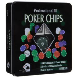 GENERIC Professional 100 Chips Poker Set With Playing Cards & Dealer Button