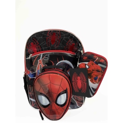 FAST FORWARD Spiderman Child School Backpack Set With Molded Lunch Kit 16" Multicolor Set for Kids