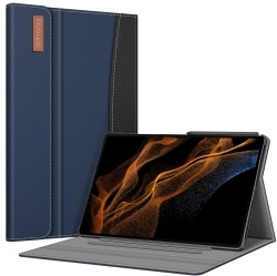 HLD Case for Samsung Galaxy Tab S8 Ultra 14.6 Inch 2022 (Model Sm-X900/x906), Multiple Angle Portfolio Cover With Pocket Auto Sleep/wake (Navy)