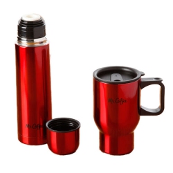 MR. COFFEE Mr Coffee Javelin 2-Piece Double Wall Thermal Bottle Travel Mug Set - Red