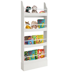 GYMAX 4-Tier Kids Bookshelf Toy Storage Bookcase Rack Wall W/ Anti-Toppling Kits