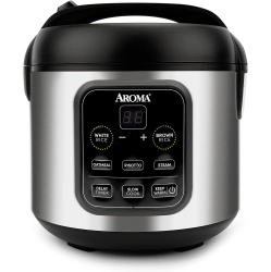 AROMA Housewares Arc-994Sb Rice & Grain Cooker Slow Cook, Steam, Oatmeal, Risotto, 8-Cup Cooked/4-Cup Uncooked/2Qt, Stainless Steel