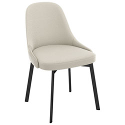 Harper Contemporary Polyester Dining Chair - Cream Bouclé/Bronze