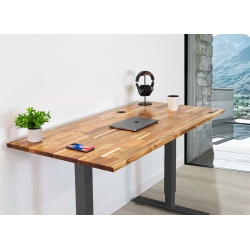 EFFYDESK Home Sit And Stand Desk - Acacia Tabletop On Home Frame Large (70"x29") In Grey