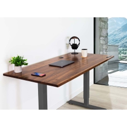 EFFYDESK Home Sit And Stand Desk - Walnut Tabletop On Home Frame Large (70"x29") In Grey