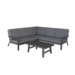 PATIO ZONE 3 Piece Sofa Set With Polyester Cushions And Aluminum Frame - / Grey In Black