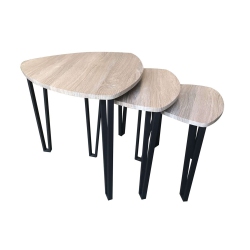 JESSAR - Set Of 3 Coffee Tables With Metal Base, From The Webber Collection In Brown