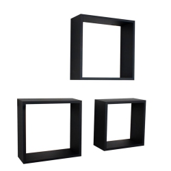 JESSAR - Set Of 3 Square Floating Shelves, From The Fairview Collection In Black