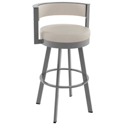 Browser Contemporary Bar Height Barstool - Light Grey/Metallic Grey